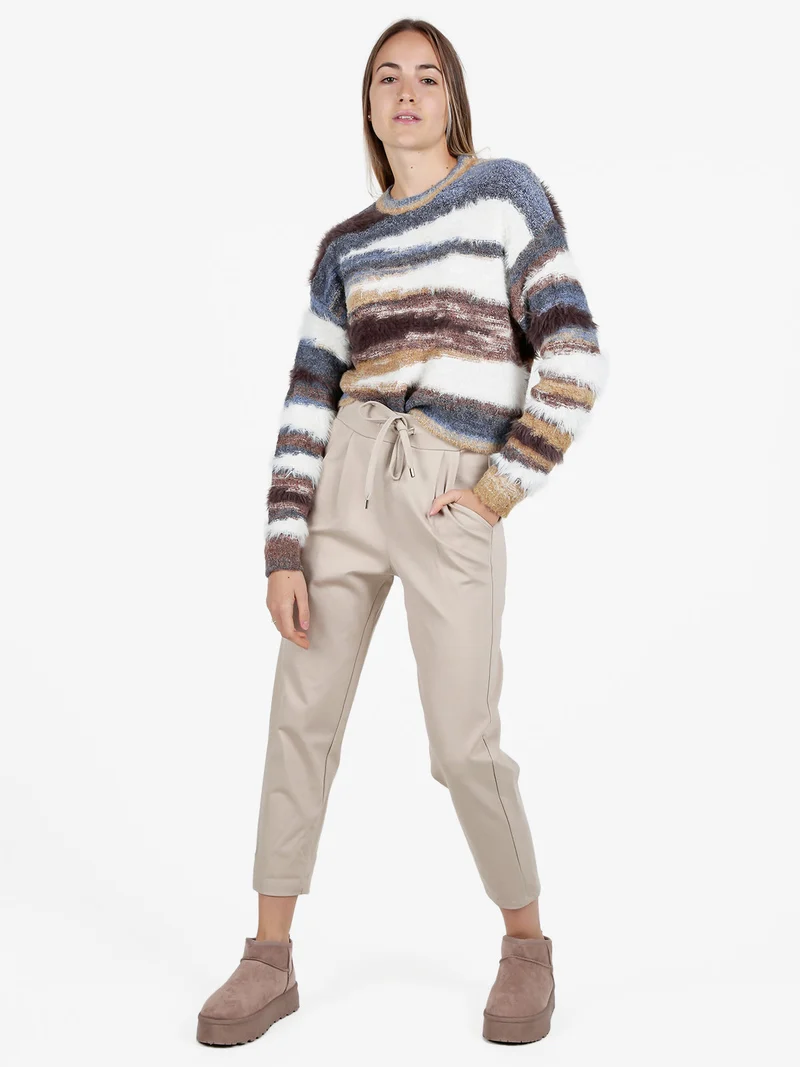 Pantaloni casual da donna con coulisse - sabbia
