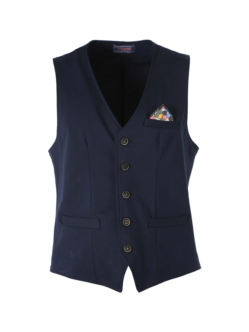 Gilet classico da uomo con bottoni - blu scuro