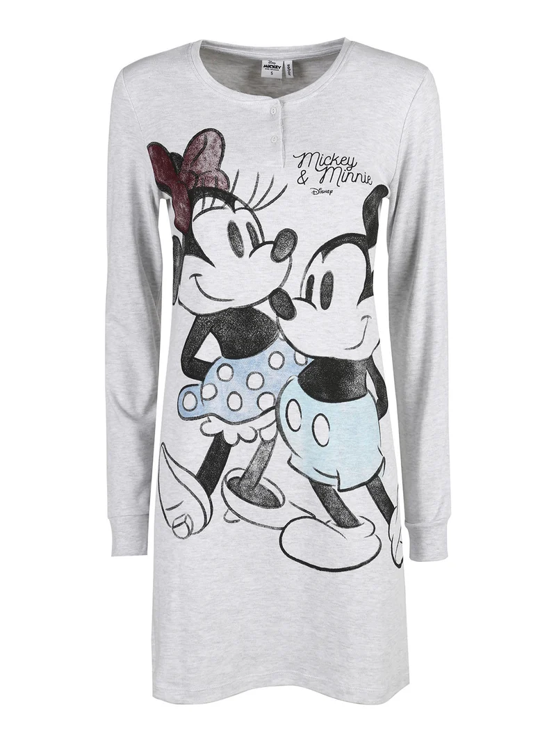 Minnie camicia da notte girocollo a maniche lunghe - grigio chiaro