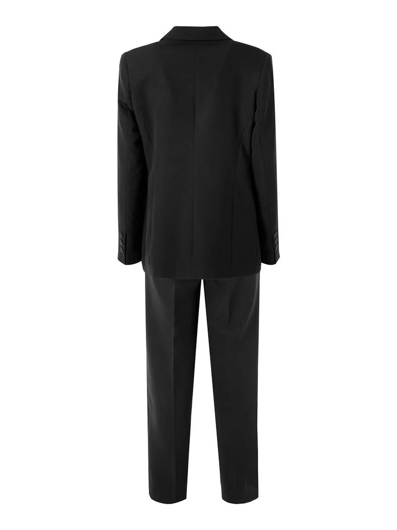 Completo elegante da donna con blazer e pantaloni a gamba larga - nero