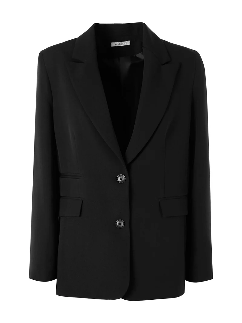 Completo elegante da donna con blazer e pantaloni a gamba larga - nero