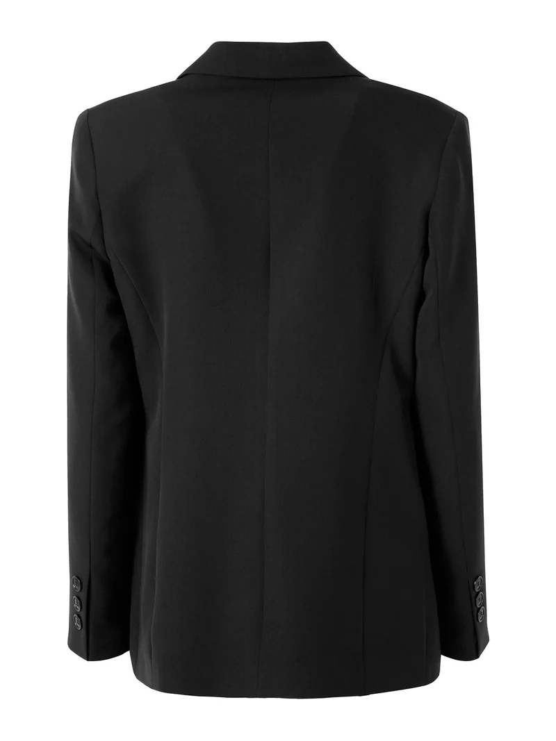 Completo elegante da donna con blazer e pantaloni a gamba larga - nero