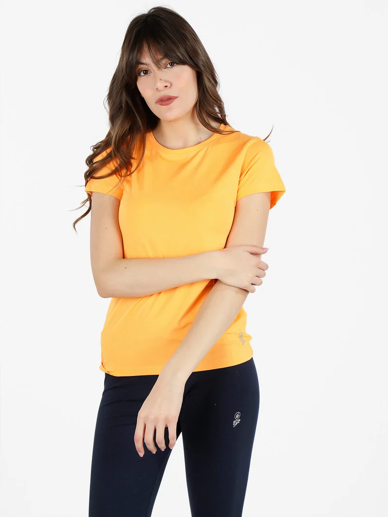 T-shirt sportiva da donna in tessuto tecnico - arancione