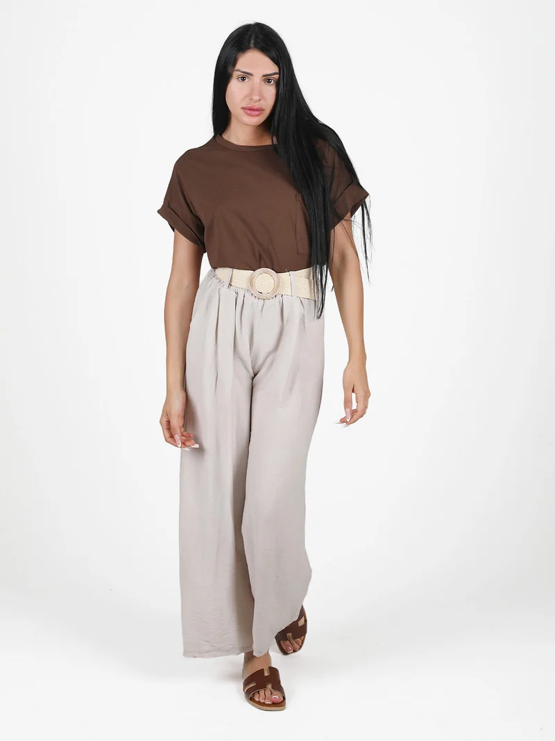 Maxi t-shirt donna con taschino - moro