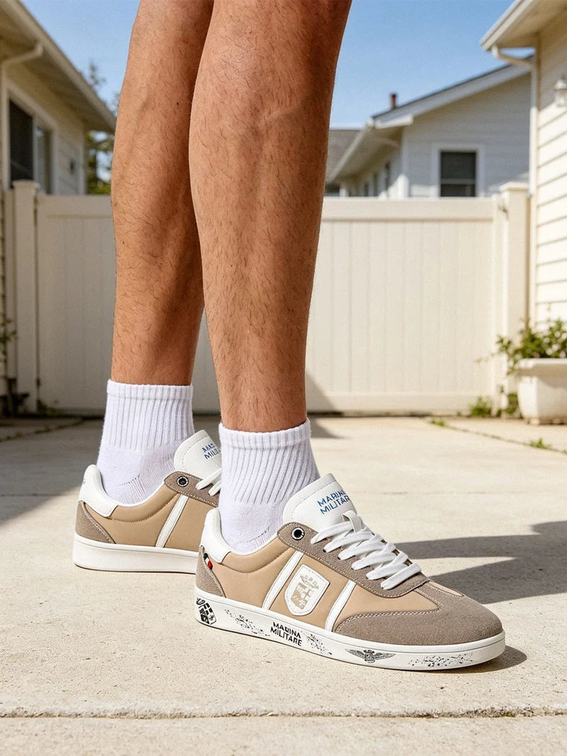 Sneakers basse da uomo stringate - sabbia