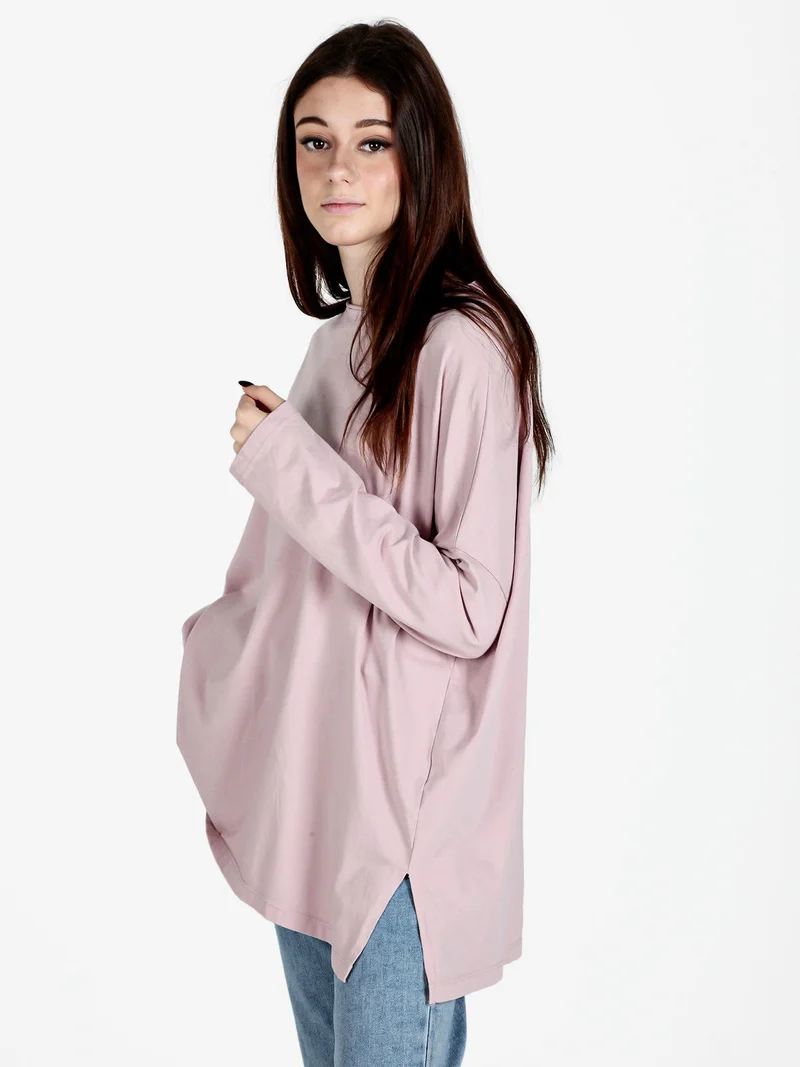 Maxi t-shirt donna oversize in cotone - rosa