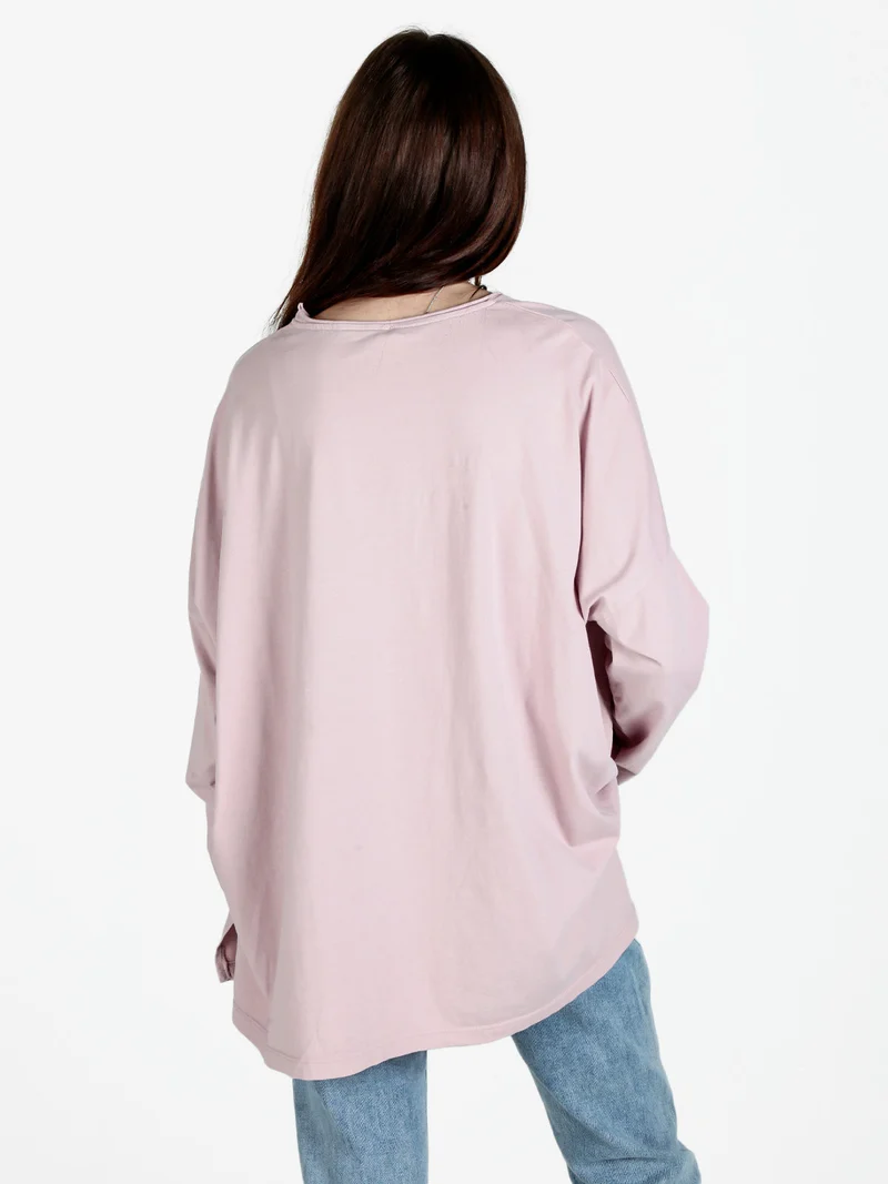 Maxi t-shirt donna oversize in cotone - rosa