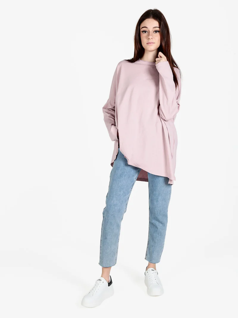 Maxi t-shirt donna oversize in cotone - rosa