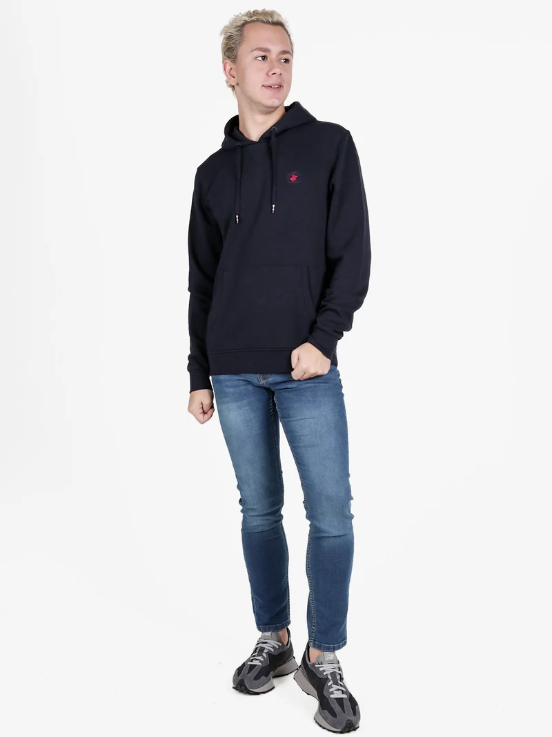 Felpa invernale da uomo con cappuccio - blu scuro