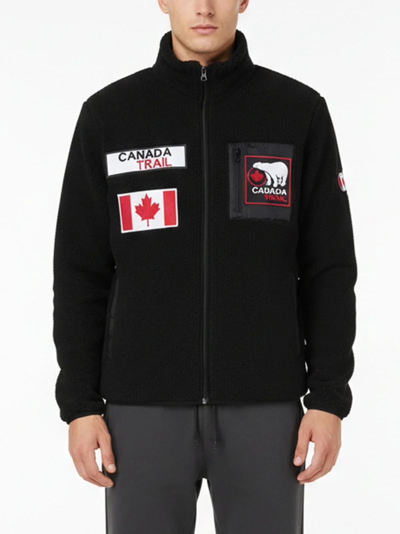 Felpa da uomo in sherpa con zip - nero