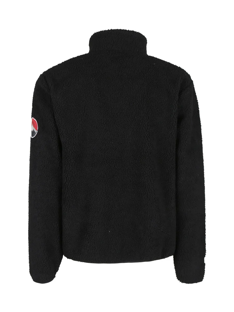 Felpa da uomo in sherpa con zip - nero