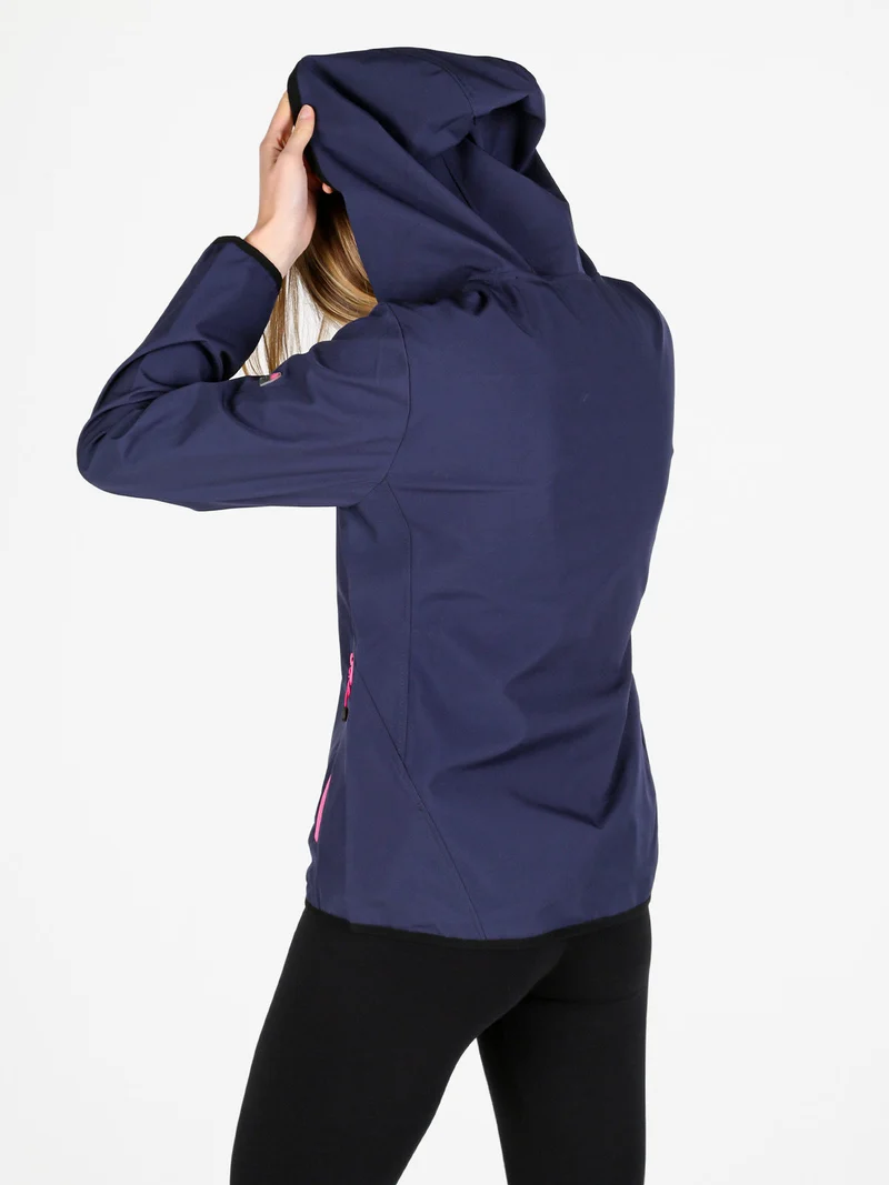 Giacca a vento da donna con cappuccio e zip - blu scuro