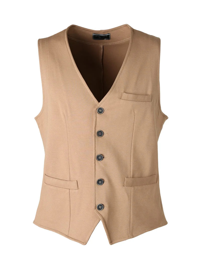 Gilet classico da uomo con bottoni - cammello