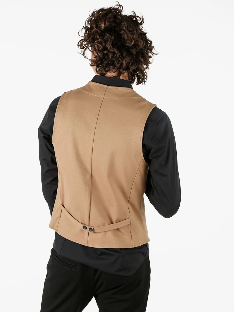 Gilet classico da uomo con bottoni - cammello