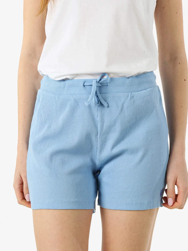 Shorts sportivi da donna a costine con coulisse - azzurro