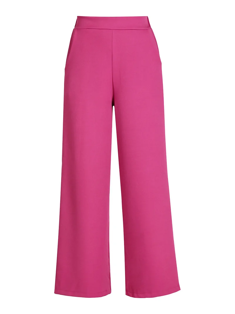 Pantaloni donna ampi a vita alta - fucsia