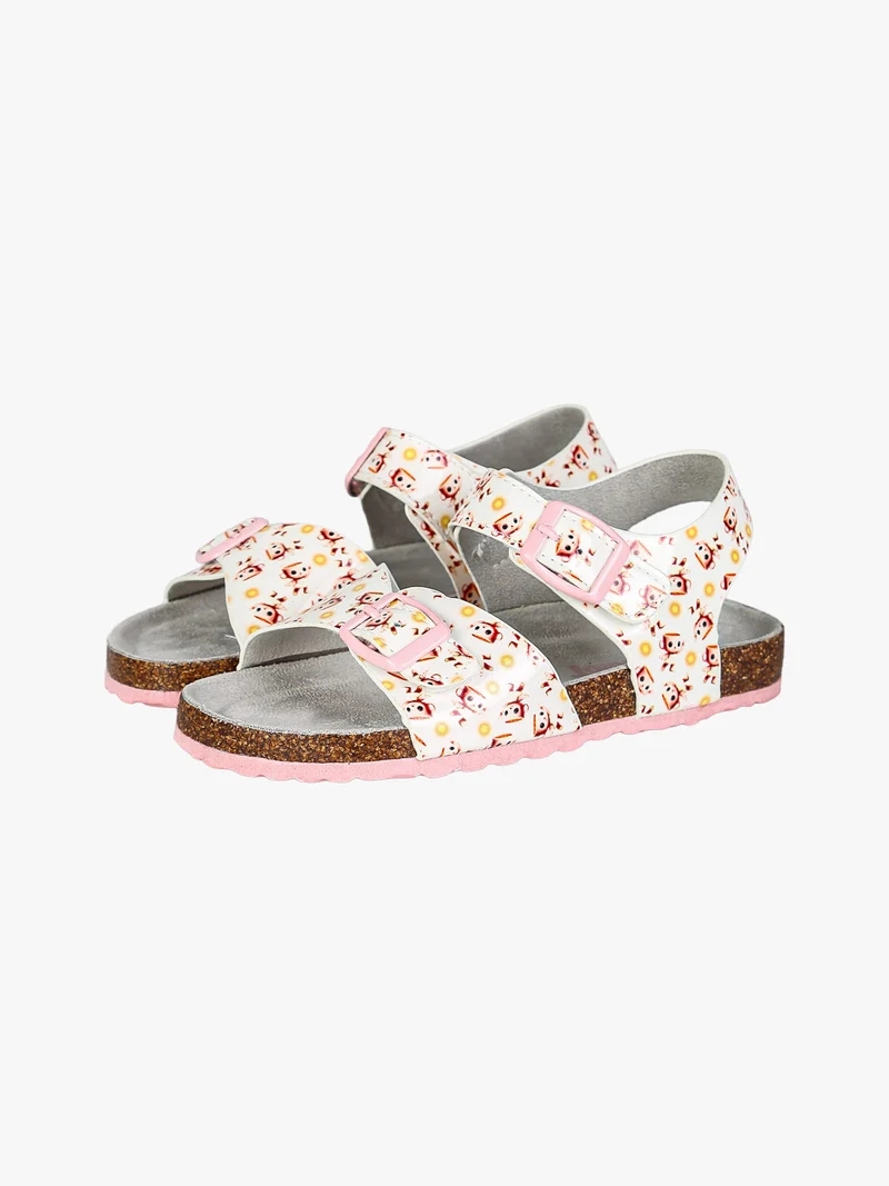 Sandali da bambina con cinturini a strappo e doppia fibbia - multicolore