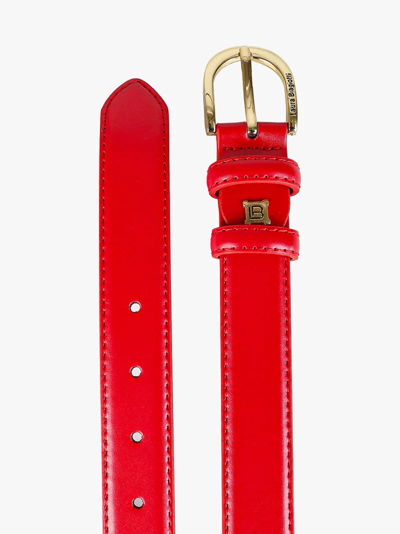 Cintura da donna in pelle rivestita - rosso