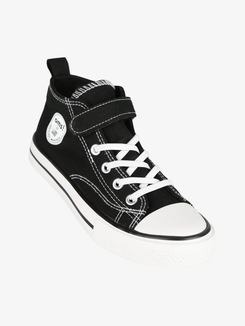 Sneakers alte in tela da ragazzo con strappo - nero