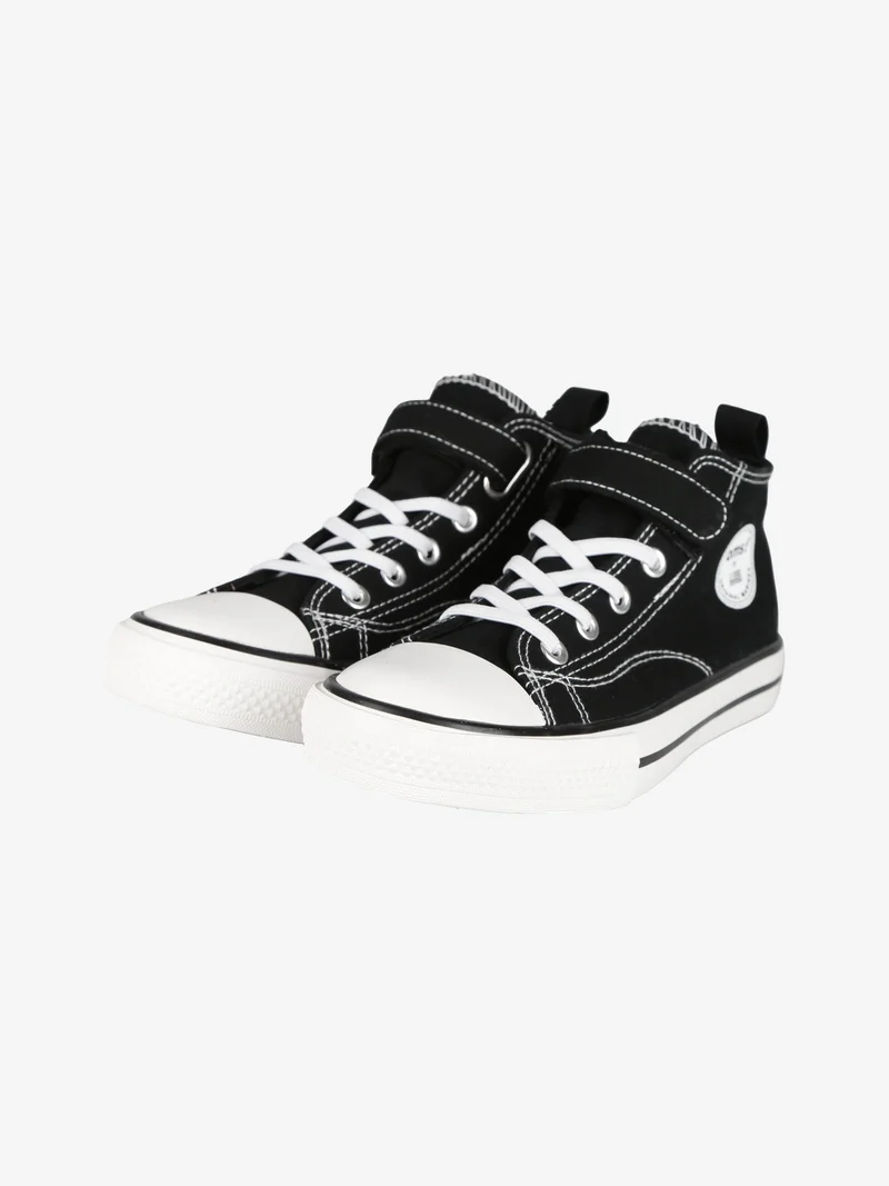 Sneakers alte in tela da ragazzo con strappo - nero