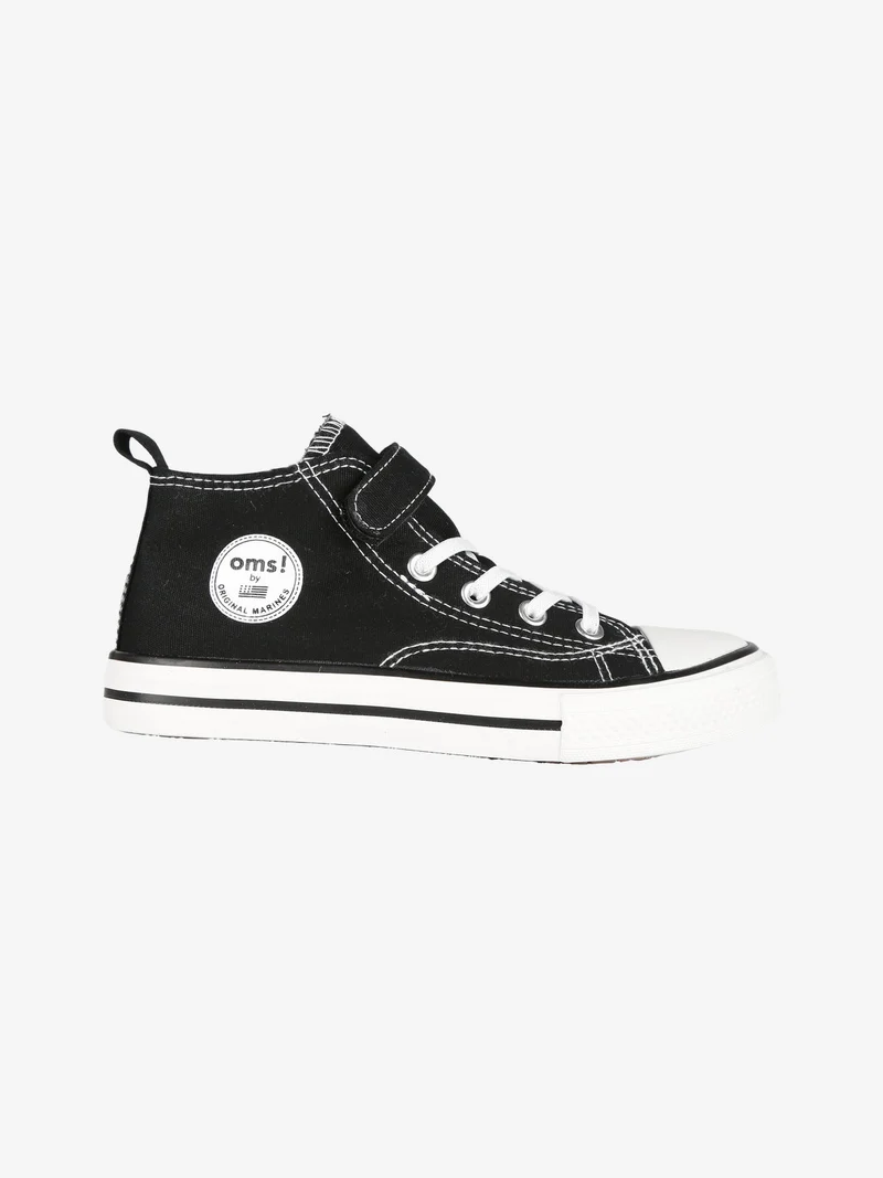 Sneakers alte in tela da ragazzo con strappo - nero