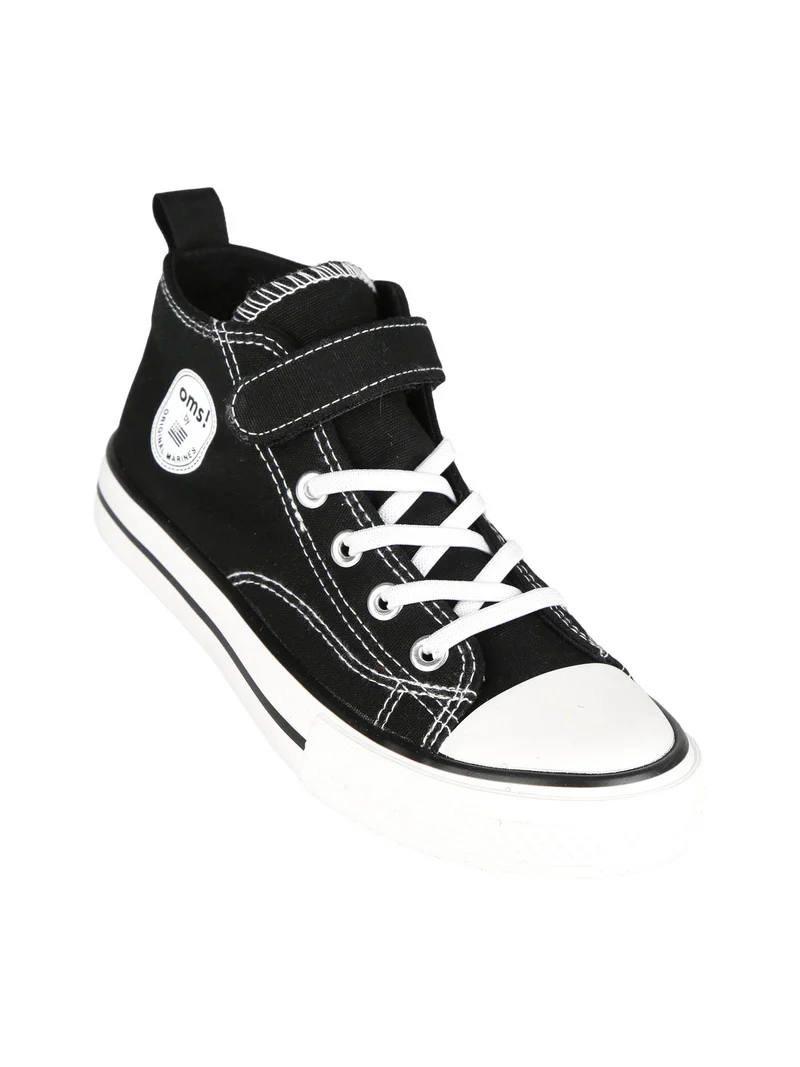 Sneakers alte in tela da ragazzo con strappo - nero