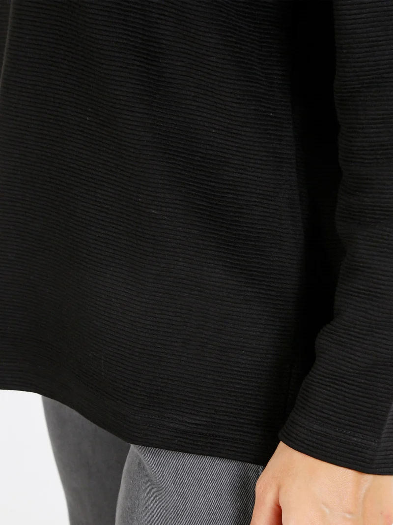 Maglia donna a maniche lunghe accollata - nero