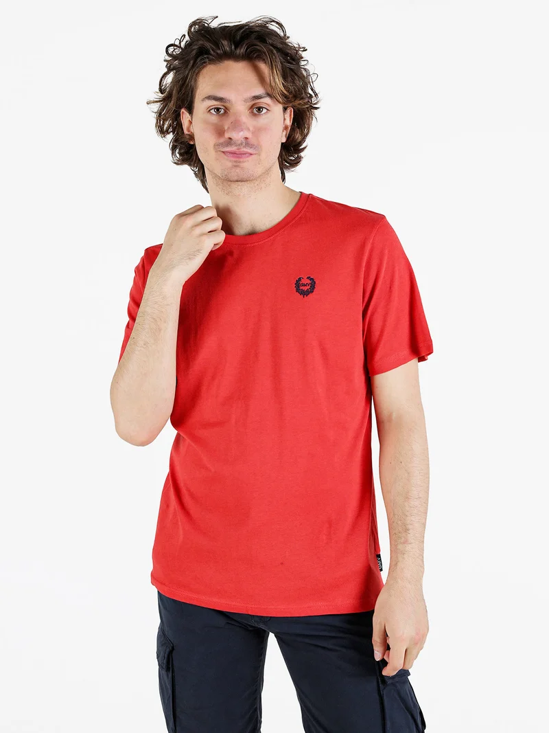 T-shirt girocollo da uomo in cotone - rosso