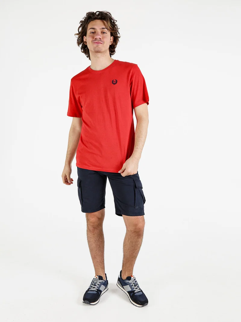 T-shirt girocollo da uomo in cotone - rosso