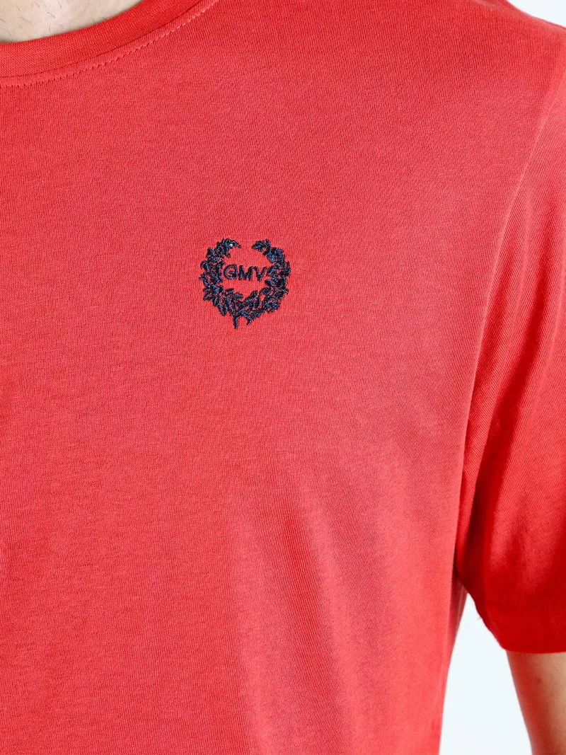 T-shirt girocollo da uomo in cotone - rosso