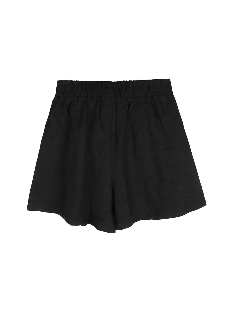 Completo corto da bambina con t-shirt e shorts a vita alta - rosa