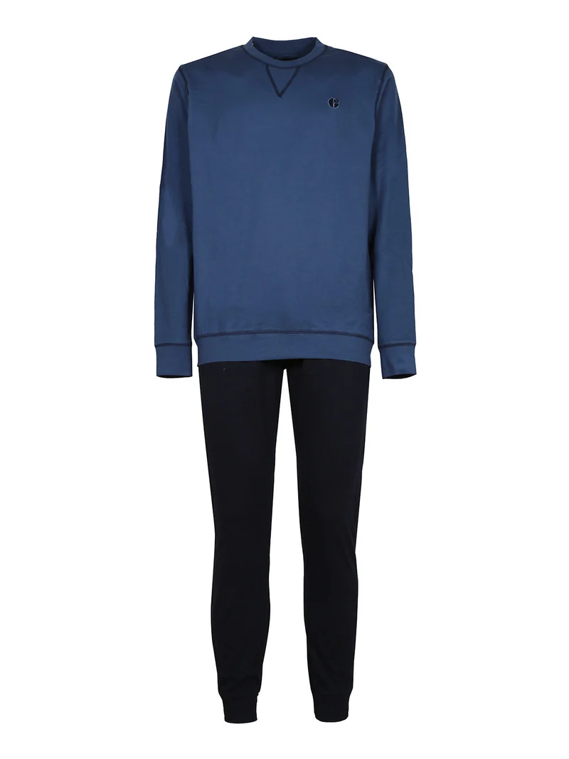 Pigiama uomo lungo in cotone - blu