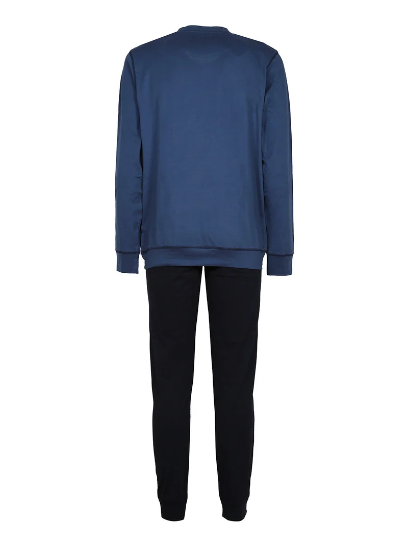 Pigiama uomo lungo in cotone - blu