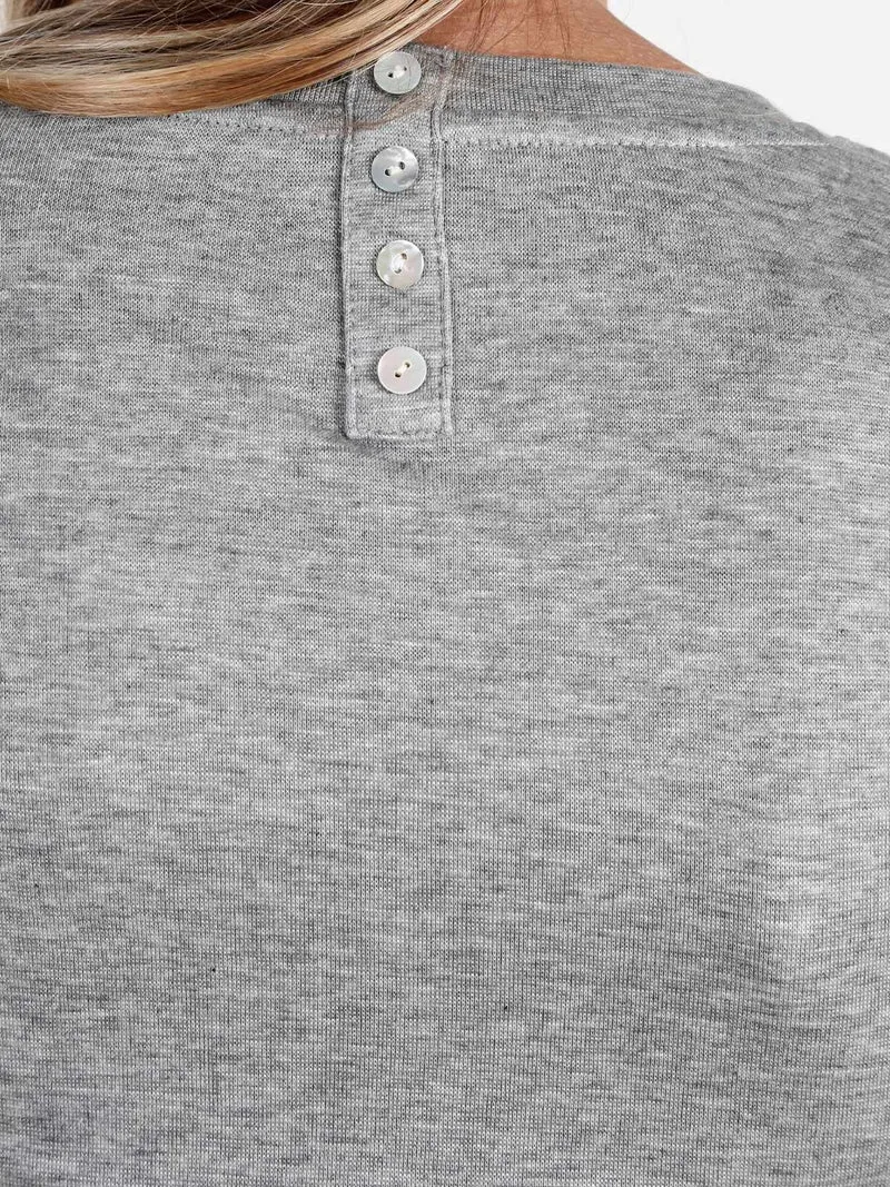 T-shirt donna girocollo a maniche lunghe - grigio