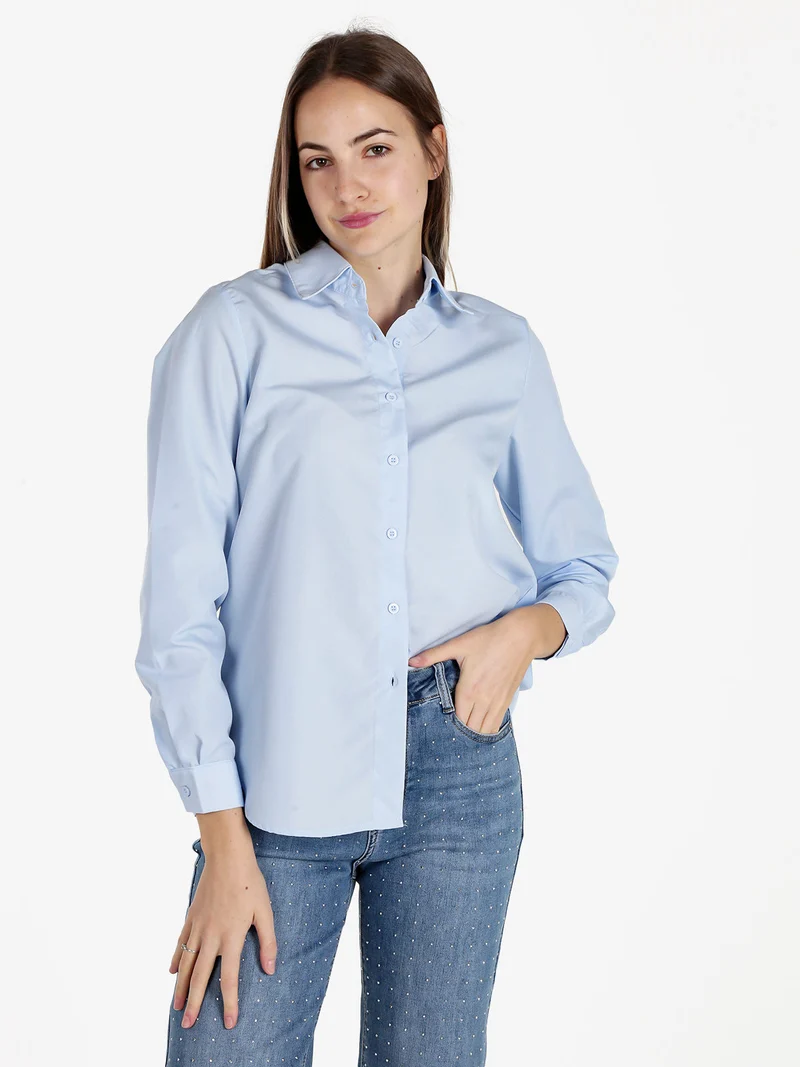 Camicia donna oversize tinta unita - azzurro