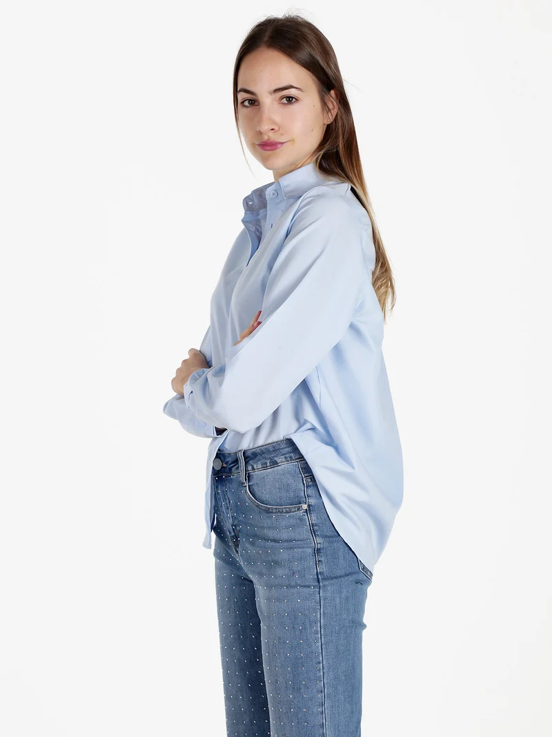 Camicia donna oversize tinta unita - azzurro