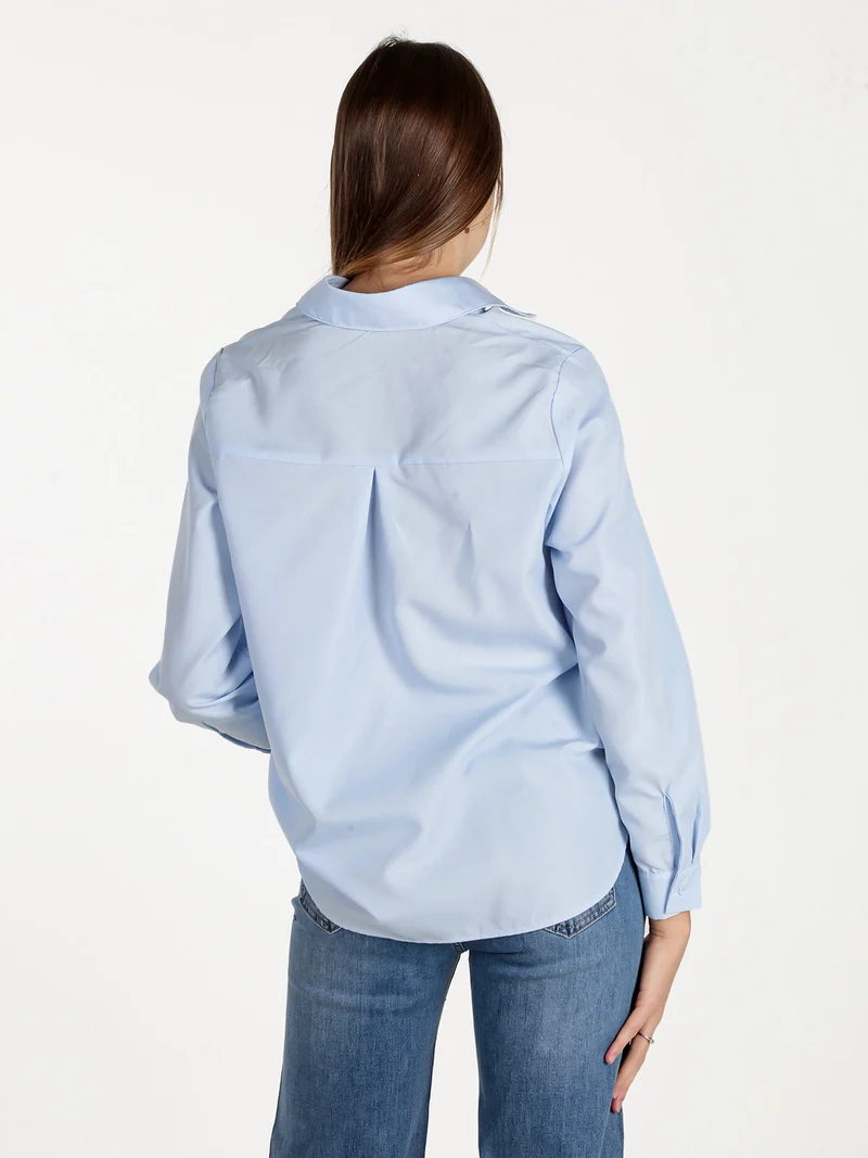 Camicia donna oversize tinta unita - azzurro
