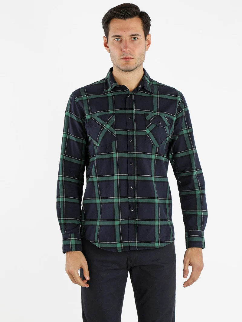 Camicia da uomo a quadri - verde