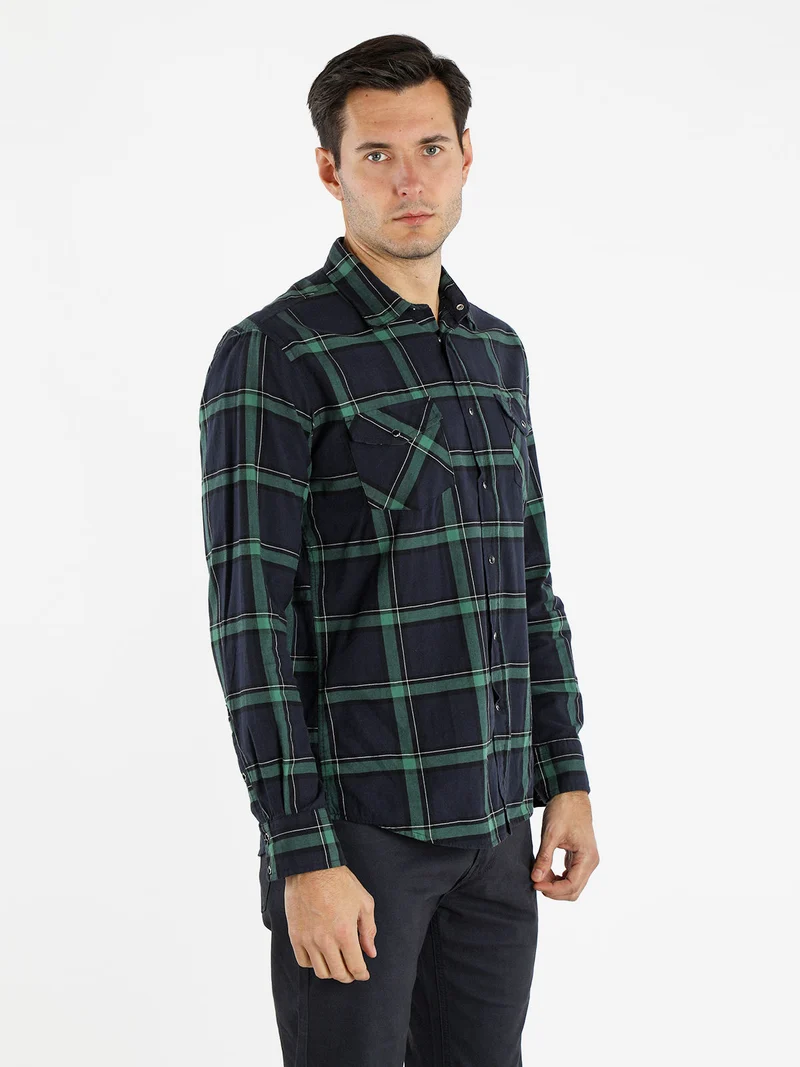 Camicia da uomo a quadri - verde
