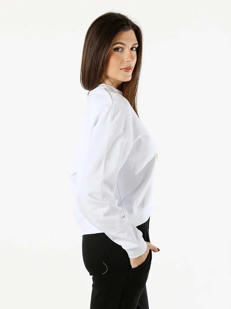 Felpa donna oversize con logo - bianco