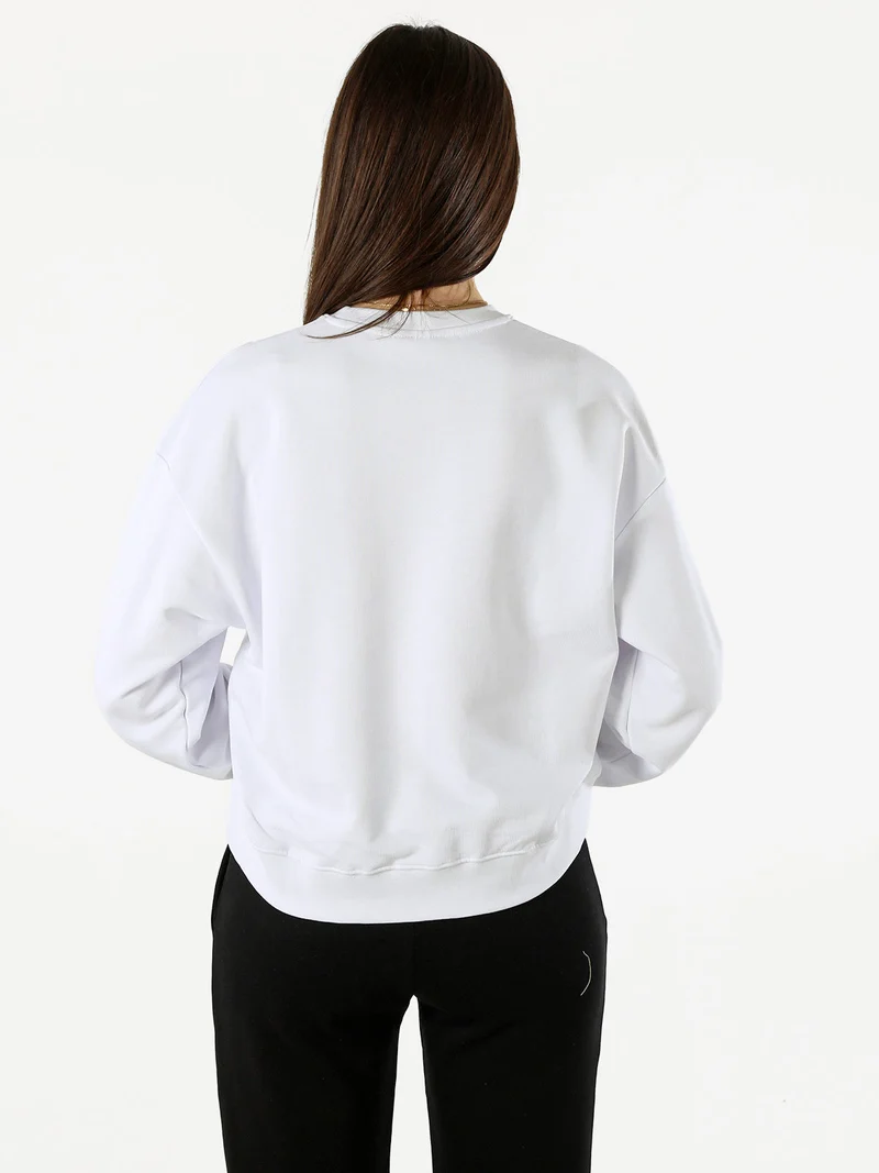 Felpa donna oversize con logo - bianco