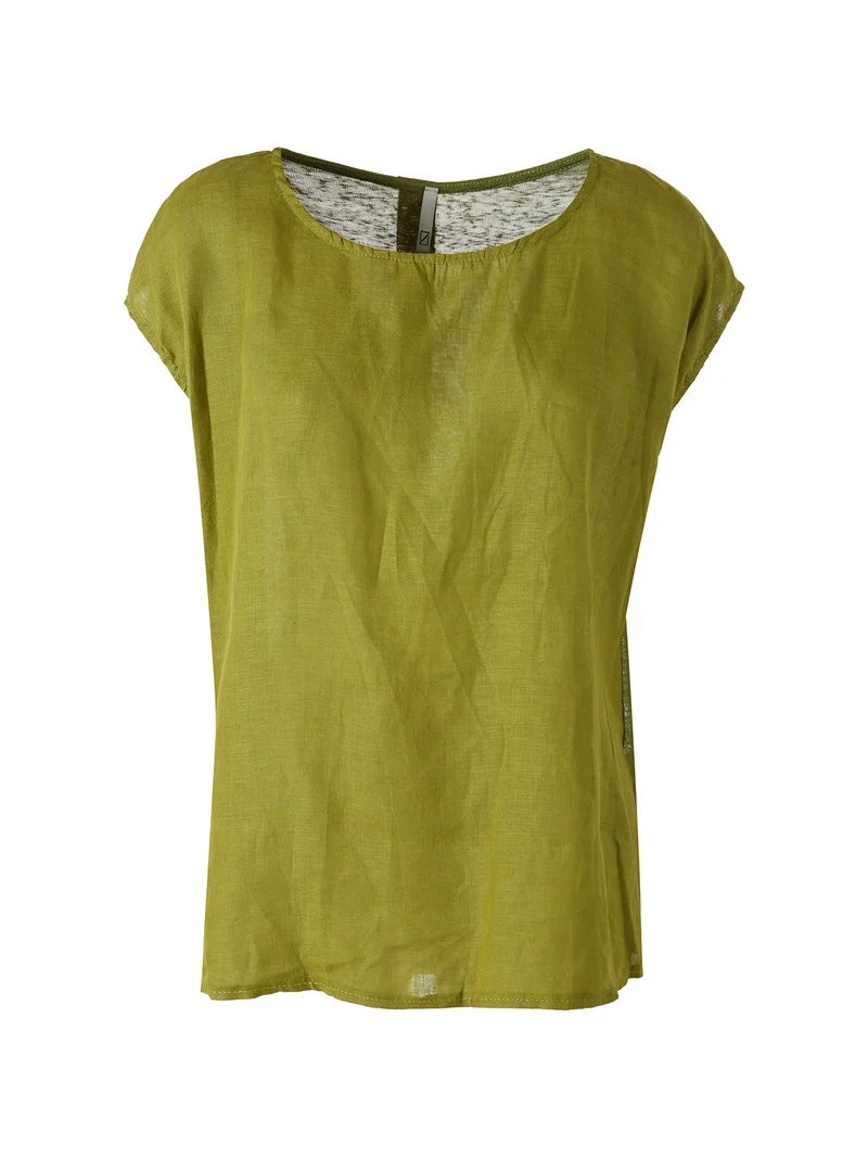 Blusa donna in lino senza maniche - verde
