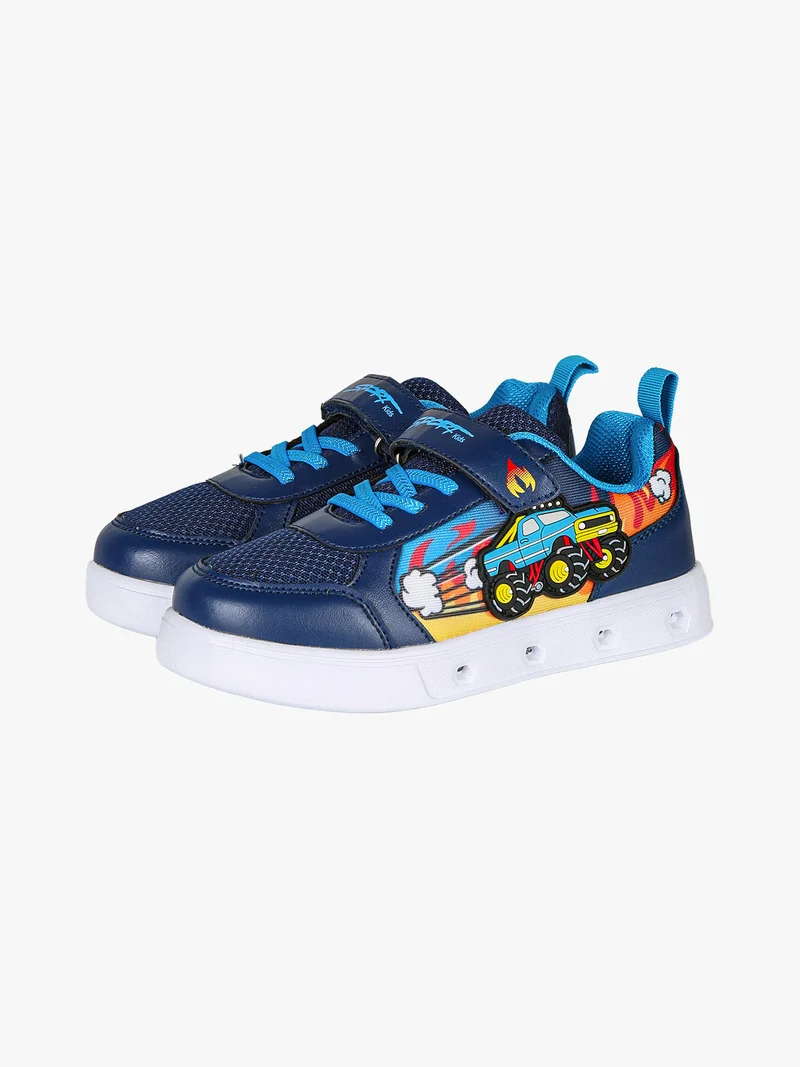 Sneakers da ragazzo con luci e cinturino a strappo - blu