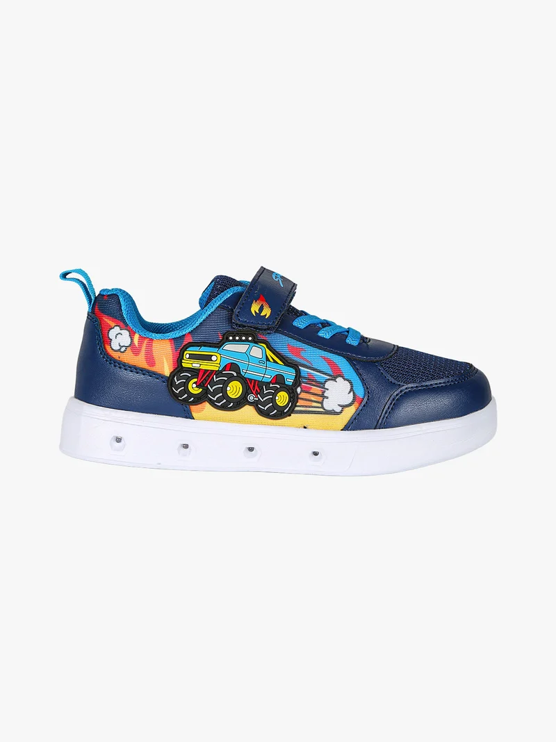 Sneakers da ragazzo con luci e cinturino a strappo - blu