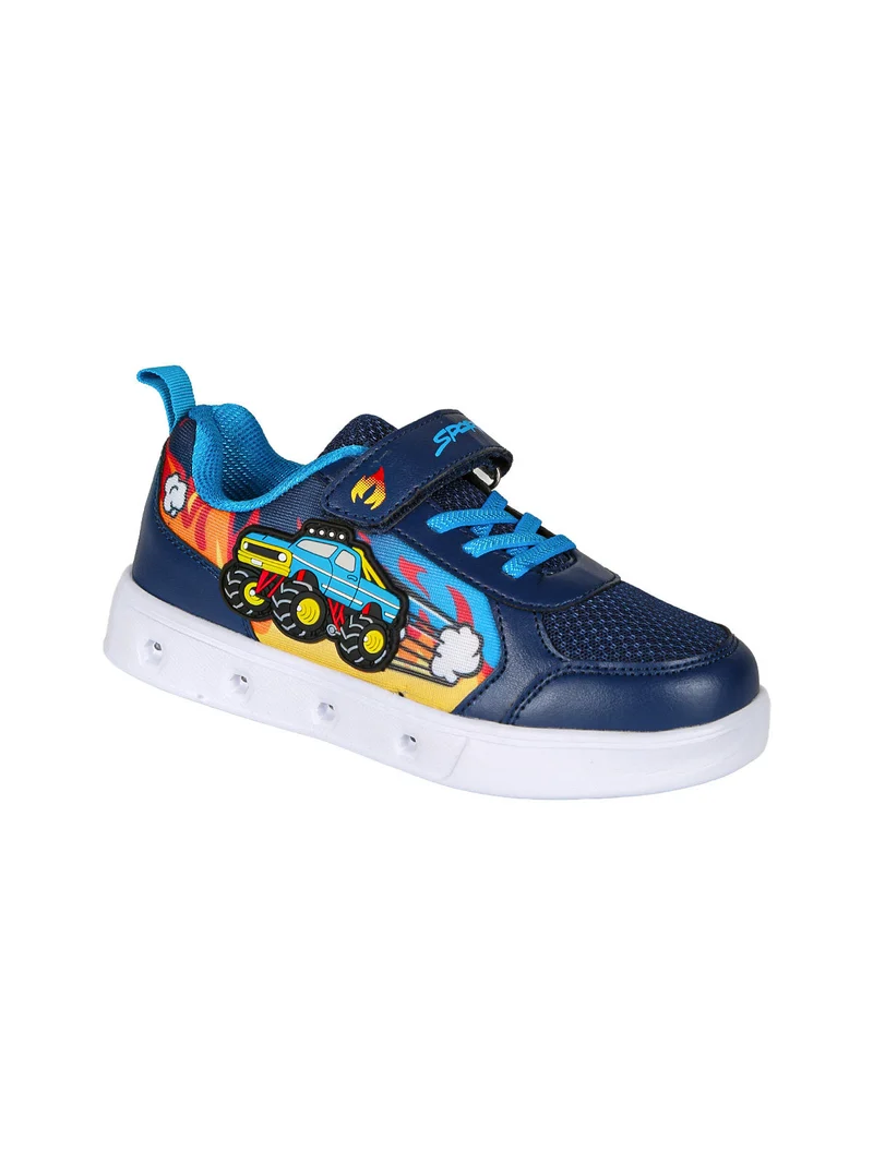 Sneakers da ragazzo con luci e cinturino a strappo - blu