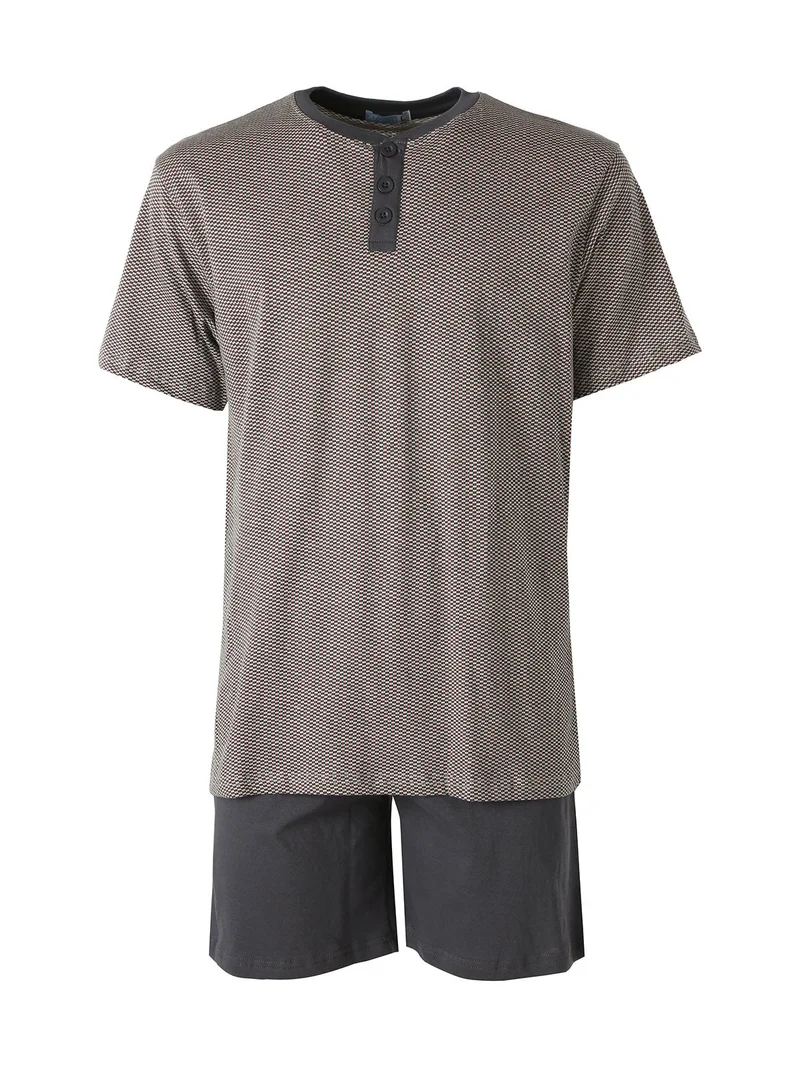 Pigiama corto da uomo in cotone - grigio