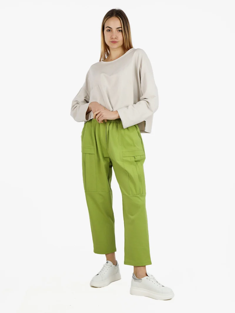 Pantaloni jogger da donna a gamba larga - mela