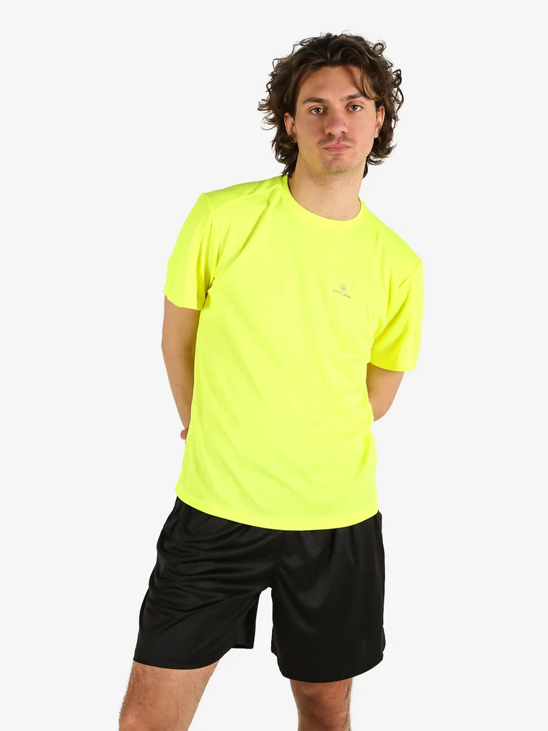 T-shirt sportiva da uomo in mesh traspirante - giallo