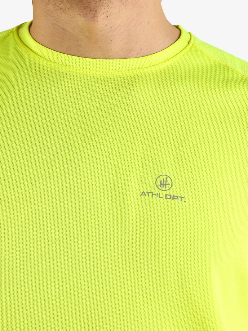 T-shirt sportiva da uomo in mesh traspirante - giallo