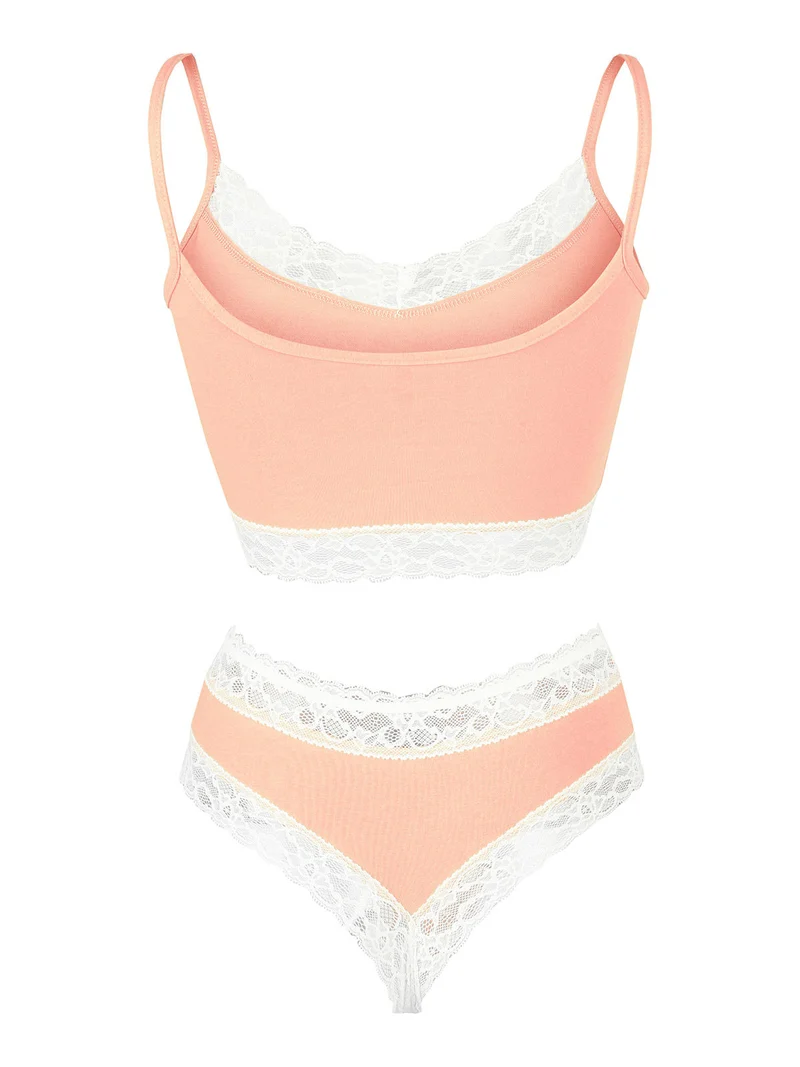 Coordinato intimo donna top bralette + slip hipster - albicocca